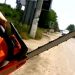 Un bărbat a fost reținut după ce și-a amenințat un vecin cu drujba