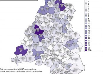 Harta COVID actualizată| Peste 660 de cazuri ACTIVE în Oradea. 78 de bolnavi sunt în Valea lui Mihai și aproape 40 în Marghita