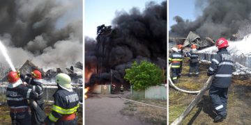 A fost ARESTAT un bărbat suspectat că a provocat incendiul uriaș de la un depozit de materiale plastice din Salonta