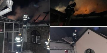 FOTO | EXPLOZIE la o centrală termică. O gospodărie din Ciumeghiu a fost cuprinsă de un incendiu violent