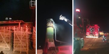 FOTO. Incendiu la o fabrică de sicrie din Bihor | A ars silozul de rumeguș