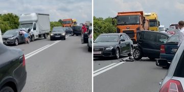 Trafic blocat pe DN 1, în Bihor | 6 autoturisme și o autoutilitară, implicate într-un accident între Urvind și Lugașu de Jos