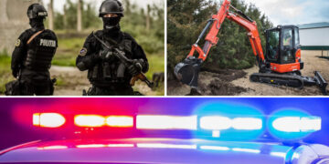 Operațiune de prindere a unor hoți, în miez de noapte | Trei sibieni au fost prinși de mascații de la Acțiuni Speciale, după ce au încercat să fure trei mini-excavatoare din Oradea