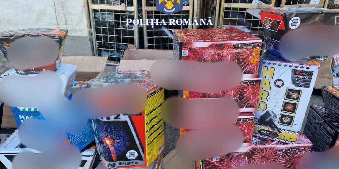 VIDEO. Peste 2 tone și jumătate de petarde, artificii și rachete, confiscate în urma unor percheziții la firme de curierat din Oradea