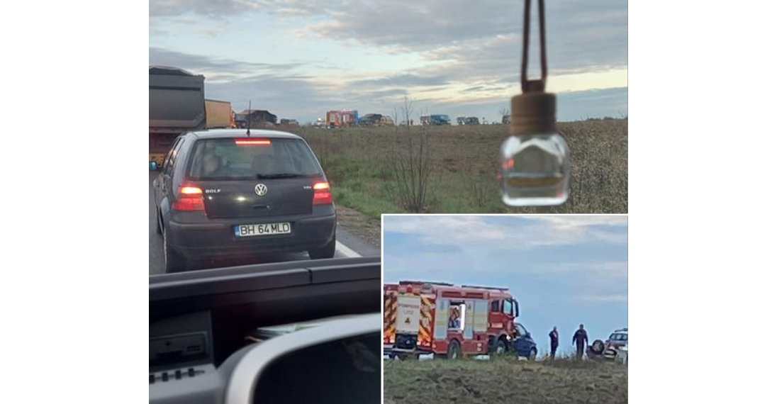 Accident la ieșirea din Tileagd. Cu roțile în sus