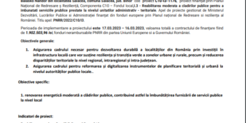 COMUNICAT DE PRESĂ: PNNR Fonduri pentru România modernă și reformată!” UAT SĂLACEA, în calitate de Beneficiar, anunță demararea proiectului ,, Reabilitarea energetică a școlii gimnaziale Balasko Nandor din localitatea Sălacea, comuna Sălacea, jud. Bihor”