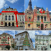 Cinci clădiri emblematice din Piața Unirii îmbrăcate în ornamente decorative specifice sărbătorilor de iarnă