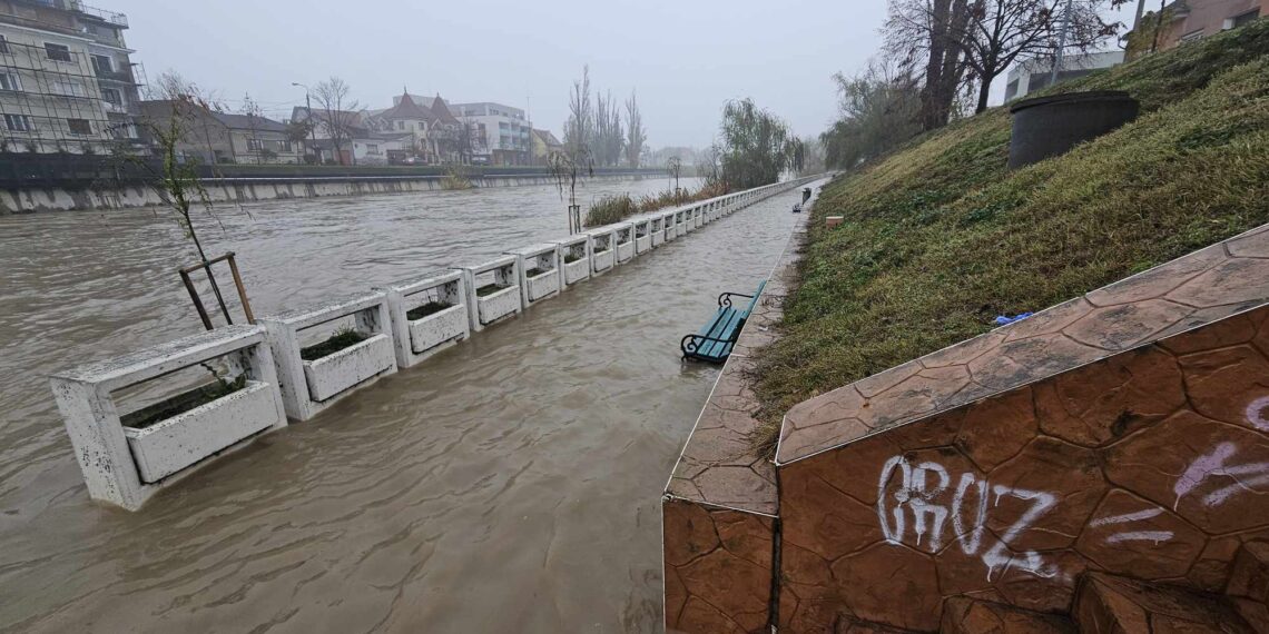 Bihorul sub ape. Aleile pietonale din Oradea, inundate