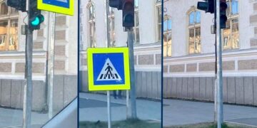 Din opera lui Dorel. Scenă de ”Cascadorii râsului”peste drum de Primăria Beiuș