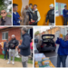 Mihail Neamțu, voluntar în Grui, Budureasa, pentru a schimba destinul unei  mame cu 8 copii. La statuia lui Eminescu cu notarul Iosif Tocoianu