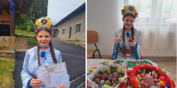 Garofița Matiuță, tânăra din zona Roșia care are o tehnică unică de împistrit oul de Paște. Coase ouă împistrite