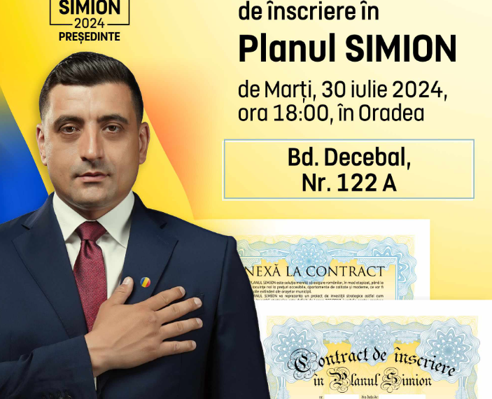 George Simion, președintele AUR, va fi prezent azi la Oradea pentru a semna personal contractele de locuințe. Orădeanul Ciprian Blejan, coordonator al Campaniei Prezidențiale