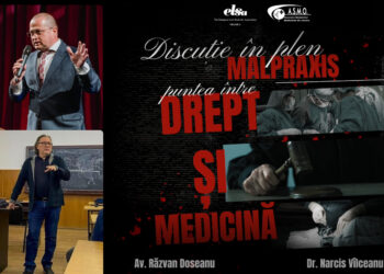 Malpraxis: „Puntea între drept și medicină” |  Avocatul Răzvan Doseanu și dr. Narcis Vîlceanu invitați ELSA Oradea și ASMO la o discuție în plen