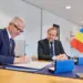 Ministrul Justiției Radu Marinescu alături de Alain Berset Secretarul General al Consiliului Europei la semnarea Convenției Consiliului Europei pentru protecția profesiei de avocat Sursă foto: comunicat de presă UNBR