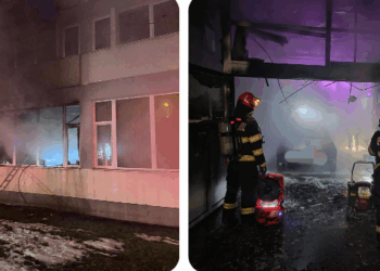 Incendiu la Universitatea Oradea sursă foto : ISU Bihor