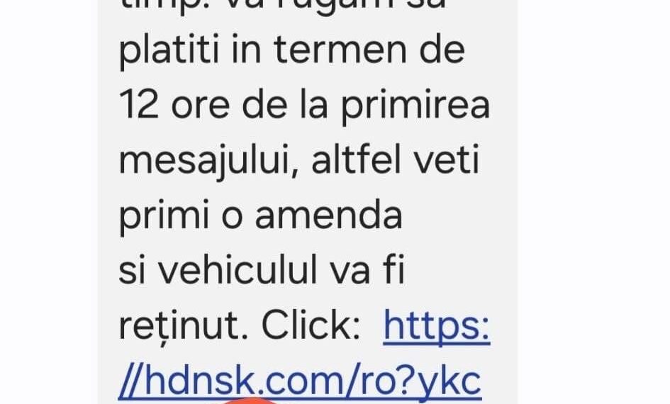 Atenție! SMS-urile despre „rovinietă neplătită” sunt tentative de fraudă