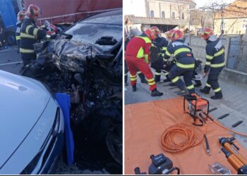 Impact între un autotren și trei autoturisme pe DN 1, în Aușeu