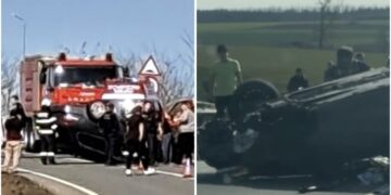 Accident pe Centura Săcueni: o mașină s-a răsturnat pe carosabil