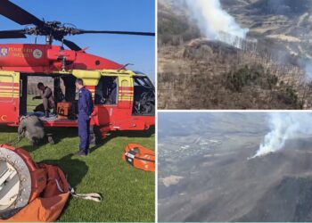 Două județe, sub presiunea flăcărilor: sute de hectare amenințate, Black Hawk-urile MAI intervin în lupta cu incendiile