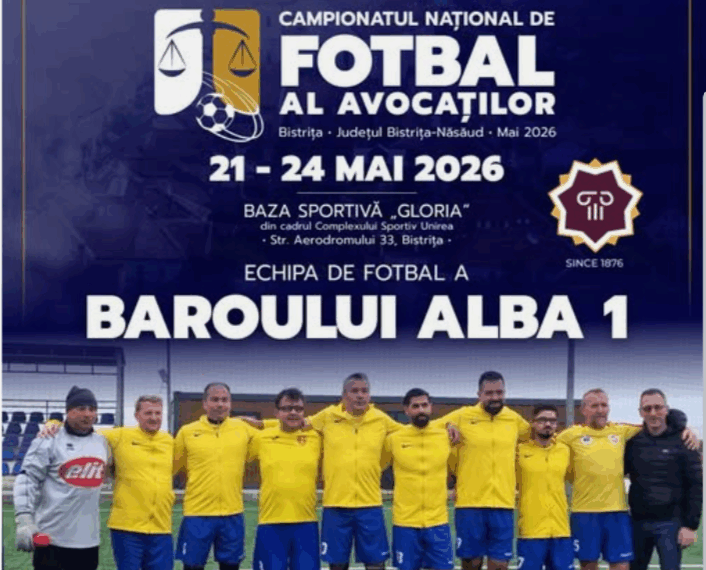 Echipa Baroului Alba se pregătește pentru Campionatul Național de Fotbal al Avocaților – Bistrița 2026.