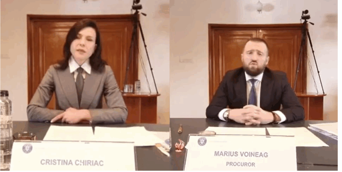 Procuror Cristina Chiriac – Procuror Marius Voineag sursa foto: captură ecran MJ