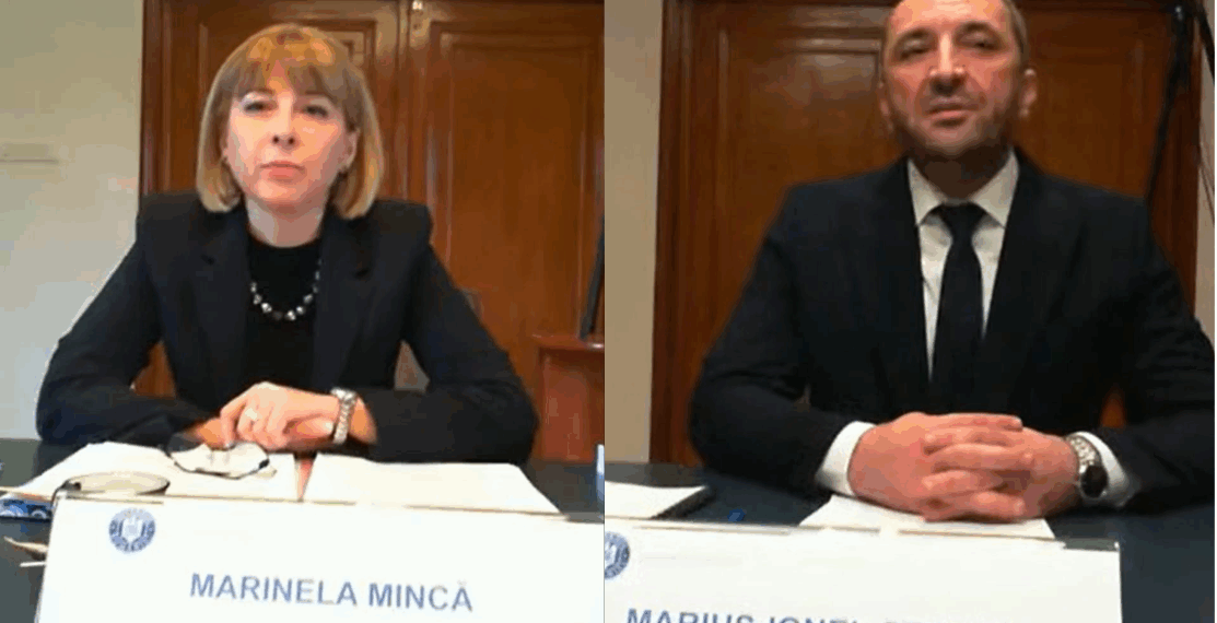 Procurorii Marinela Mincă și Marius-Ionel Ștefan. Foto: captură video – Ministerul Justiției