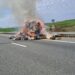 Incendiu pe autostrada A10: circulație oprită pe sensul Turda – Sebeș