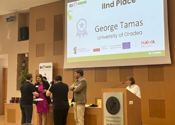 Performanță pentru Universitatea din Oradea. Doctorandul George Tamaș a urcat pe podium la competiția europeană „3 Minute Fame”