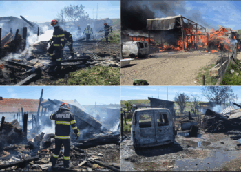 Incendiu puternic la Poiana Codrului. Anexe, utilaje și un autoturism distruse de flăcări