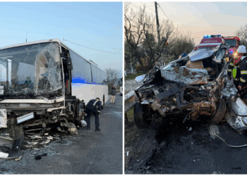 Accident mortal pe DN17, în Bistrița-Năsăud, după coliziunea dintre un autoturism și un autobuz