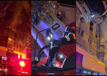 VIDEO – Incendiu puternic într-un bloc din Oradea! Persoane evacuate și victime transportate la spital
