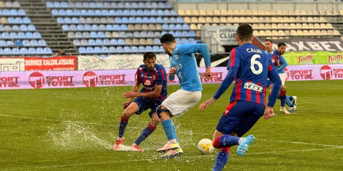 Le-au scos mingea din poartă! FC Bihor a cedat pe final în „bazinul” de la Voluntari; Din nefericire un meci cu evenimente cauzate de starea impracticabilă a terenului