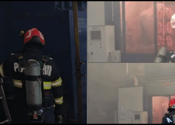Fum dens și intervenție de urgență la un incendiu izbucnit într-o firmă din Oradea