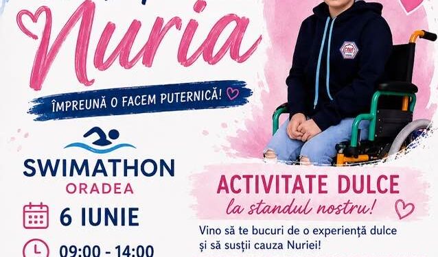 Înot pentru o cauză nobilă. Comunitatea din Oradea se mobilizează la Swimathon pentru Nuria