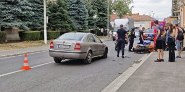 Impact violent în Oradea. Motociclist implicat într-un accident pe strada Avram Iancu