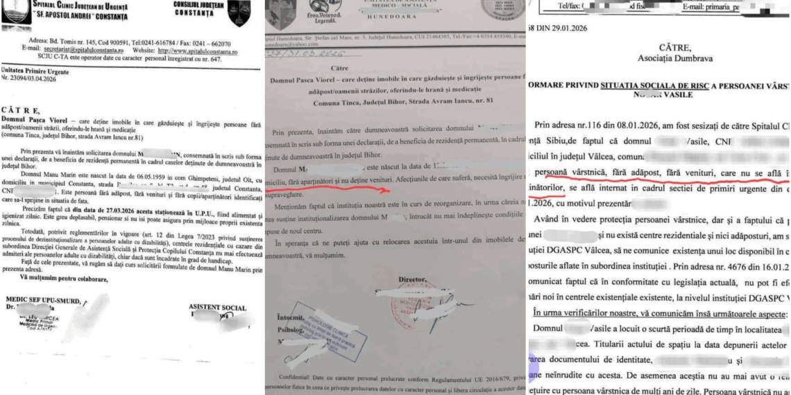 Documente oficiale făcute publice în cazul Viorel Pașca: spitale și primării solicitau Asociației Dumbrava preluarea unor persoane fără domiciliu, fără venituri și fără aparținători